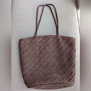 Bembien Brown Leather Woven Tote